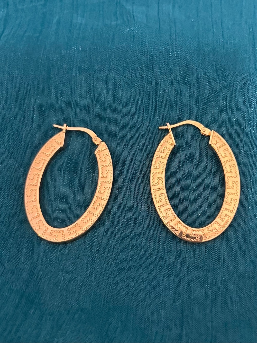 Gold-Tone Greek Key Oval Hoop Earrings